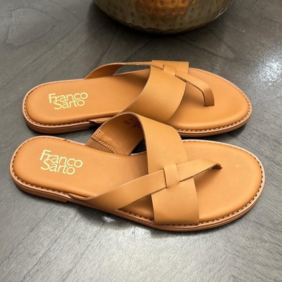 FRANCO SARTO Jenice Womens Leather Slip On Thong Sandals - Picture 5 of 7